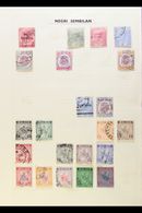 NEGRI SEMBILAN  1891-1971 FINE USED COLLECTION On Leaves, All Different, Inc 1891 2c Opt, 1891-94 Set, 1895-99 To 10c, 1 - Altri & Non Classificati