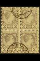 1885  2c Dull Lilac (Yvert 2, SG 2), Fine Cds Used BLOCK Of 4, Attractive & Scarce Multiple. (4 Stamps) For More Images, - Altri & Non Classificati