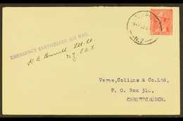 1931 EARTHQUAKE EMERGENCY FLIGHT.  (6 Feb) Cover Addressed To Christchurch, Bearing 1d Stamp Tied By "Napier" Cds, With  - Altri & Non Classificati