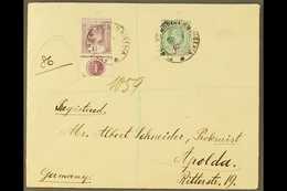 1910  (1st Sep) Registered Envelope To Germany Via Plymouth, Franked 6d & 1s On Chalky Papers, SG 25a/26a, Each Tied ZUN - Nigeria (...-1960)