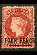 1864-80  4d Carmine With Type B Surcharge, Perf 12½, SG 14, Very Fine Mint.  For More Images, Please Visit Http://www.sa - Saint Helena Island