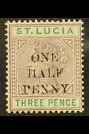 1891-92  "ONE HALF PENNY" Surcharge On 3d Dull Mauve And Green, Die I, With SMALL "A" IN "HALF" Variety, SG 53a, Mint, H - St.Lucia (...-1978)