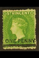 1881  1d On 6d Bright Green, SG 34, Fine Mint, Large Part Og. For More Images, Please Visit Http://www.sandafayre.com/it - St.Vincent (...-1979)