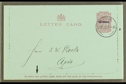 1915 LETTER CARD  1d Dull Claret On Blue, Inscription 94mm, H&G 1a, Posted Locally, Apia 12.05.15, Clean & Fine With Bin - Samoa (Staat)