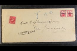 1920  Long Cover To San Francisco, Franked With 1d Pair, SG 116, Underpaid, "U.S. CHARGE TO COLLECT / 2 CENTS" Cachet An - Samoa