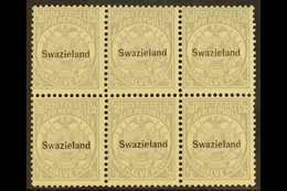 1889-90  ½d Grey, Perf 12½ Overprinted SG 4, Block Of Six (3 X 2), Fine And Fresh Never Hinged Mint For More Images, Ple - Swaziland (...-1967)