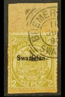 1889-90  2d Olive-bistre, Perf 12½ Overprinted, Variety "Swazielan", SG 5b, Fine Used On A Piece Tied By Large Part Brem - Swasiland (...-1967)