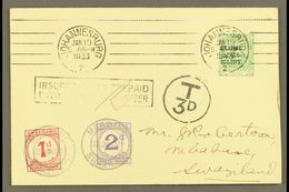 1933 POSTAGE DUE FIRST DAY COVER.  1933 (19 January) A Delightful And Highly Attractive Envelope Bearing Orange River Co - Swasiland (...-1967)