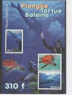 POLYNESIE Frse -  Faune Marine - Plongée Sous-marine - Plongeur Et Poisson Napoléon, Tortue Verte, Baleine à Bosse - - Hojas Y Bloques