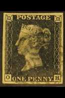 1840  1d Black, "O H" Plate 8, SG 2, Very Fine Used With Light & Clear MX In Black, Four, Large, Even Margins. For More  - Non Classificati