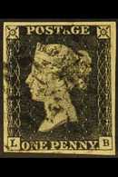 1840  1d Black 'LB' Plate 2, SG 2, Used With 4 Margins & Black MC Cancellation. For More Images, Please Visit Http://www - Non Classificati