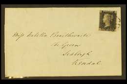 1841  (7 May) EL From Shrewsbury To Kendal Bearing 1d Black 'SA' Plate 5 With 4 Margins, Tied Black MC Cancellation Whic - Unclassified