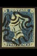 1840  2d Blue 'KF' Plate 1, SG 5, Used With 4 Margins & Crisp Black MC Cancellation. Pretty. For More Images, Please Vis - Altri & Non Classificati