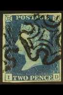1840  2d Deep Full Blue 'I D' Plate 2, SG 4, Used With 4 Margins & Black MC Cancellations. Very Attractive! For More Ima - Altri & Non Classificati