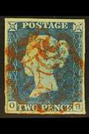 1840  2d Pale Blue 'OH' Plate 1, SG 6, Used With 4 Margins & Red MC Cancellation. For More Images, Please Visit Http://w - Sonstige & Ohne Zuordnung