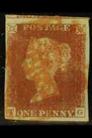 1841  1d Red- Brown 'TG' Used With RED MALTESE CROSS Cancellation, SG Spec B1sb, With 4 Good Neat Margins And BPA Certif - Other & Unclassified