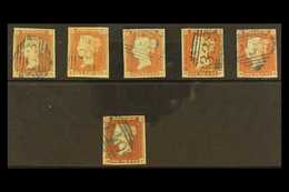 1841  1d Reds With Crisply Struck BLUE 144 Type Cancels, All Good 4 Margin Stamps With 89, 293, 338, 340, 860, 873 Cance - Altri & Non Classificati
