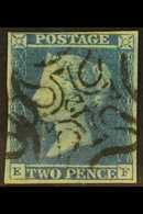 1841  2d Blue "EF", With Clearly Struck "12" In Maltese Cross, Clear To Good Margins All Round. Cat SG £550 For More Ima - Other & Unclassified