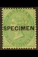 1855-57  1s Green, Without Corner Letters, Overprinted "SPECIMEN", SG 72s, Mint With Pulled Corner Perf Otherwise Very F - Altri & Non Classificati