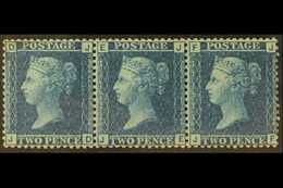 1858-76  2d Blue Plate 9 (SG 45) Mint STRIP OF THREE , 'JD' Never Hinged & 'JE-JF' Lightly Hinged, Fresh & Well- Centere - Altri & Non Classificati