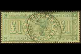 1891  £1 Green, SG 212, Used With Neat Registered Oval Cancellation. Signed Brun. For More Images, Please Visit Http://w - Altri & Non Classificati