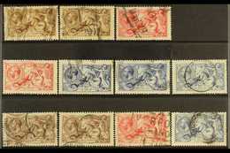 1915-19 USED SEAHORSE SELECTION.  An ALL DIFFERENT Selection On A Stock Card That Includes 1915 2s6d Shades (SG 405 & 40 - Unclassified