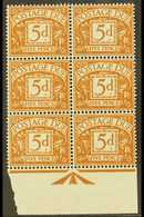 POSTAGE DUE  1955-57 5d Brown-ochre, SG D52, Never Hinged Mint Lower Marginal BLOCK OF SIX. (6 Stamps) For More Images,  - Other & Unclassified