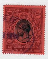 East Africa And Uganda Protectorate 20 Rupees Fine Used Stamp.  This Stamp Showing George V Was Issued In 1912. - Protectorados De África Oriental Y Uganda