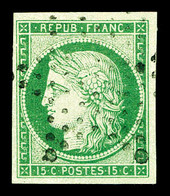 O N°2, 15c Vert Oblitéré étoile Légère. TTB (signé Brun/certificat)   Qualité: O   Cote: 1050 Euros - 1849-1850 Ceres