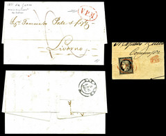 O N°3, 20c Noir Obl Ovale Rouge 'VPM' (Via Particolare Maritima, Salles N°667) Sur Fragment De Lettre De Marseille. UNIQ - 1849-1850 Ceres