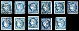 O N°4, 25c Cérès, 11 Exemplaires Dont Nuances Et Oblitérations. TTB   Qualité: O   Cote: 835 Euros - 1849-1850 Ceres
