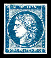 * N°8a, Non émis, 20c Bleu Foncé, Grande Fraîcheur, R.R. SUP (signé Brun/certificat)   Qualité: *   Cote: 4000 Euros - 1849-1850 Cérès