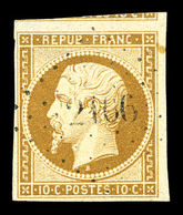 O N°9, 10c Bistrejaune, Obl PC '2166', Belles Marges Avec Voisin, TTB (signé Calves/certificats)   Qualité: O   Cote: 75 - 1852 Louis-Napoleon