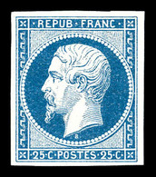 ** N°10, 25c Bleu, Quatre Belles Marges, Fraîcheur Postale .SUPERBE. R.R. (signé Brun/certificats)   Qualité: ** - 1852 Louis-Napoleon