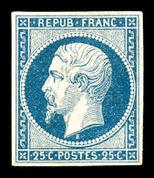 * N°10, 25c Bleu. SUPERBE. R.R. (signé Brun/certificats)   Qualité: *   Cote: 5500 Euros - 1852 Louis-Napoléon