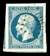 O N°10, 25c Bleu, Quatre Grandes Marges Avec Voisins Obl Pc 2169, Pièce Choisie. SUP (certificat)   Qualité: O - 1852 Luigi-Napoleone