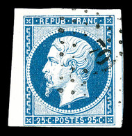 O N°10, 25c Bleu Bdf, Grandes Marges Avec Voisin, Pièce Choisie. SUP (signé Scheller/certificat)   Qualité: O - 1852 Luis-Napoléon