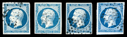 O N°10, 25c Bleu, 4 Exemplaires Avec Nuances Différentes. TB   Qualité: O - 1852 Luigi-Napoleone