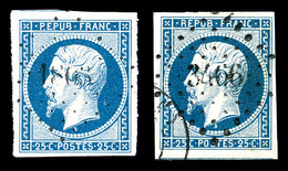 O N°10/a, 25c: Bleu Et Bleu Foncé, Les 2 Ex TTB   Qualité: O   Cote: 125 Euros - 1852 Luis-Napoléon