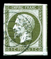 O N°11, 1c Olive, Jolies Marges, Trois Voisins. SUP (signé Calves)   Qualité: O - 1853-1860 Napoleone III