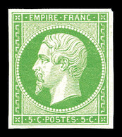 ** N°12, 5c Vert, Fraîcheur Postale. SUP (certificat)   Qualité: ** - 1853-1860 Napoleone III