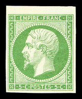 ** N°12, 5c Vert Bord De Feuille, Fraîcheur Postale. SUP (certificat)   Qualité: ** - 1853-1860 Napoleone III