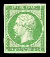 * N°12, 5c Vert. TB (signé Calves/certificats)   Qualité: *   Cote: 1400 Euros - 1853-1860 Napoleon III