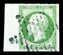 O N°12, 5c Vert, Bord De Feuille Latéral. SUP (signé Scheller)   Qualité: O - 1853-1860 Napoleone III