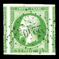 O N°12, 5c Vert, Grandes Marges Avec Voisins, Pièce Choisie (signé Scheller)   Qualité: O - 1853-1860 Napoléon III.