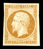 * N°13A, 10c Bistre Type I, Quasi **. SUP (signé Brun/Calves/certificat)   Qualité: *   Cote: 900 Euros - 1853-1860 Napoleone III