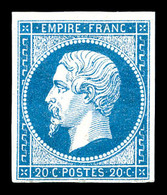 * N°14A, 20c Bleu Type I, Quasi **. TTB (certificat)   Qualité: *   Cote: 450 Euros - 1853-1860 Napoléon III
