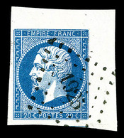 O N°14A, 20c Bleu Type I Coin De Feuille, Obl PC '1925' Legère, Pièce Choisie, SUP (signé Scheller/certificats)   Qualit - 1853-1860 Napoléon III