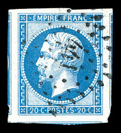 O N°14A, 20c Bleu Type I, Grandes Marges Avec 4 Voisins. SUP (signé Scheller/certificat)   Qualité: O - 1853-1860 Napoleon III