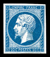 * N°14Aa, 20c Bleu Foncé, Très Jolie Nuance. SUP (certificat)   Qualité: *   Cote: 600 Euros - 1853-1860 Napoleon III